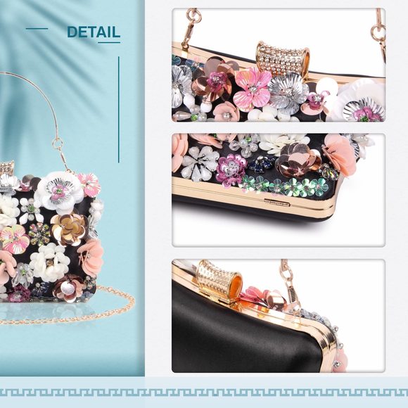 Clutches Flower Evening Handbag Chain Strap Shoulder Bag :| - Picture 5 of 6